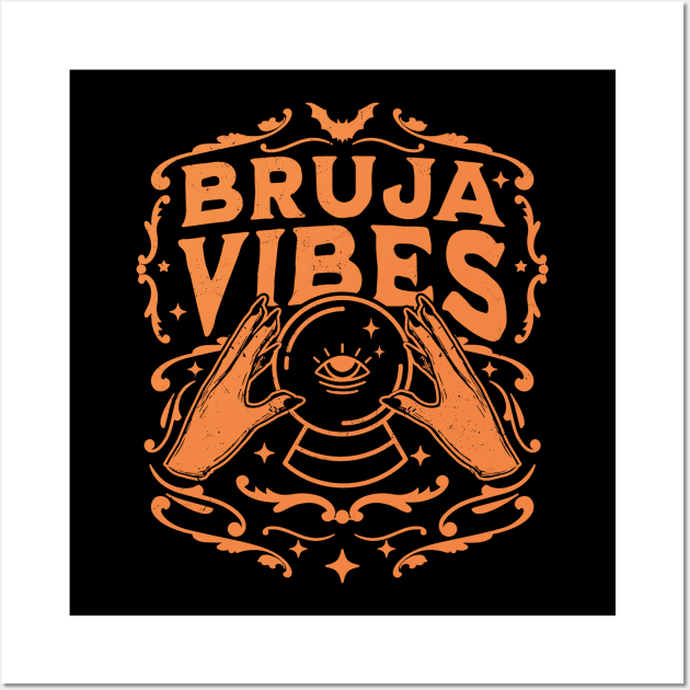 Bruja Vibes Mexican Witch Halloween Witchy Retro Vintage Wall Art by OrangeMonkeyArt